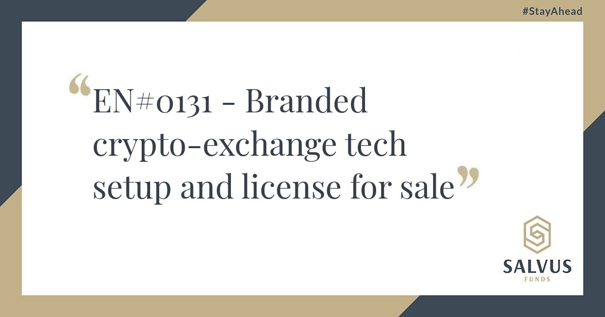 Branded crypto-exchange tech setup and license for sale