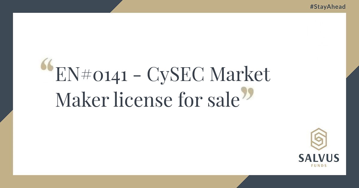 CySEC Market Maker license for sale