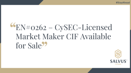 An image with SALVUS template that describes a CySEC Licensed entity is for sale