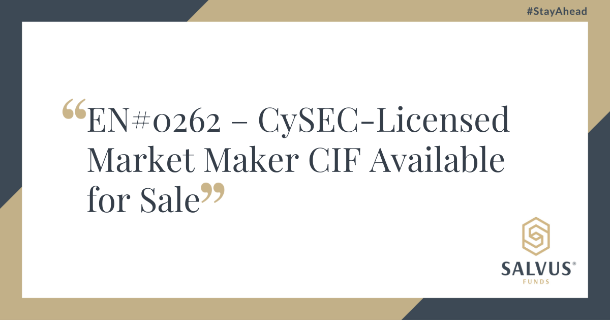 An image with SALVUS template that describes a CySEC Licensed entity is for sale