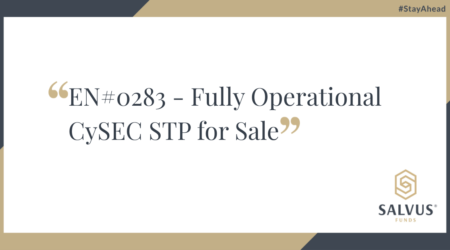 EN#0283 – Fully operational CySEC STP license for sale, promotional banner by Salvus Funds.