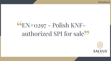 Promotional banner from Salvus Funds displaying the text ‘EN#0297 – Polish KNF-authorized SPI for sale’ with the Salvus Funds logo and hashtag #StayAhead