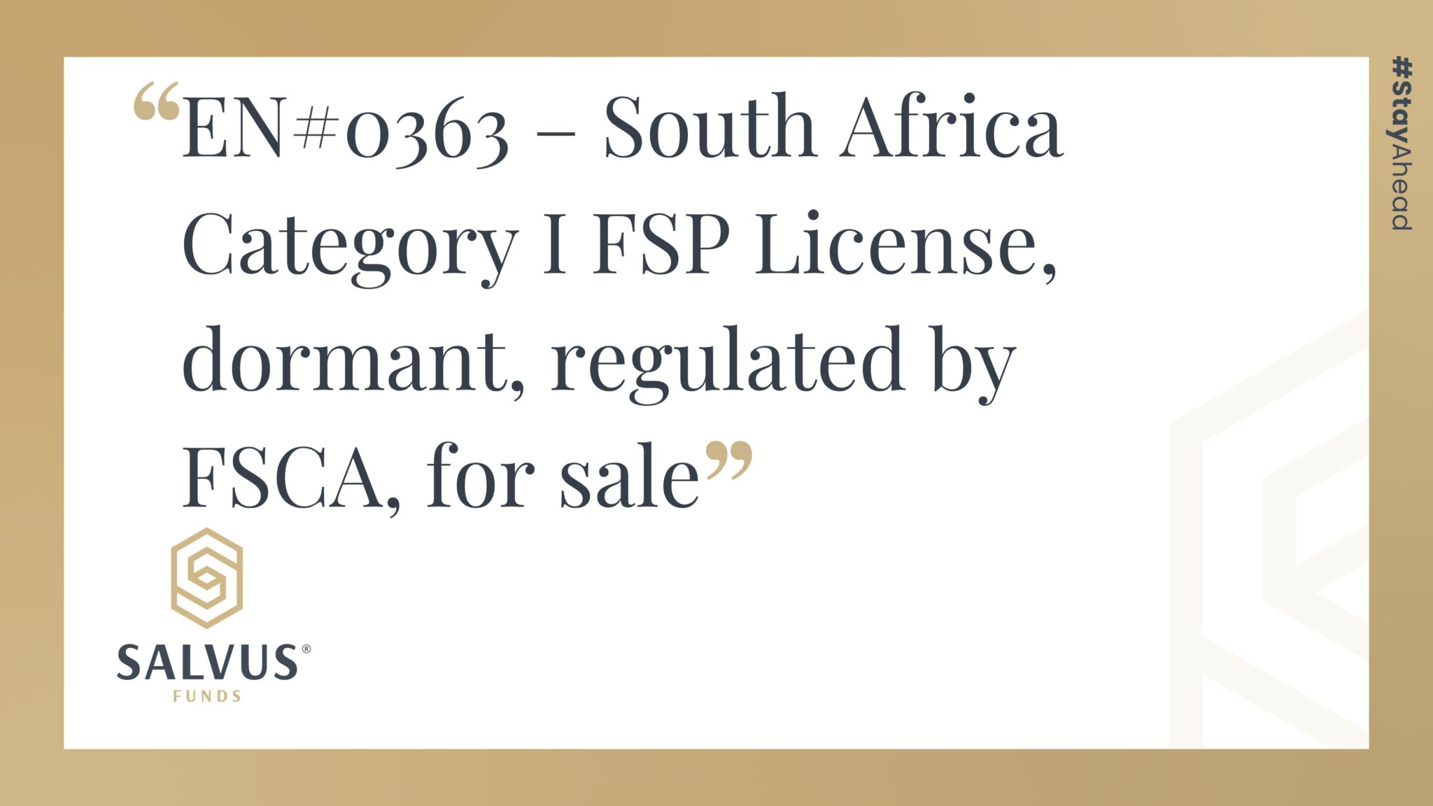 EN0363 - South Africa Category I FSP License
