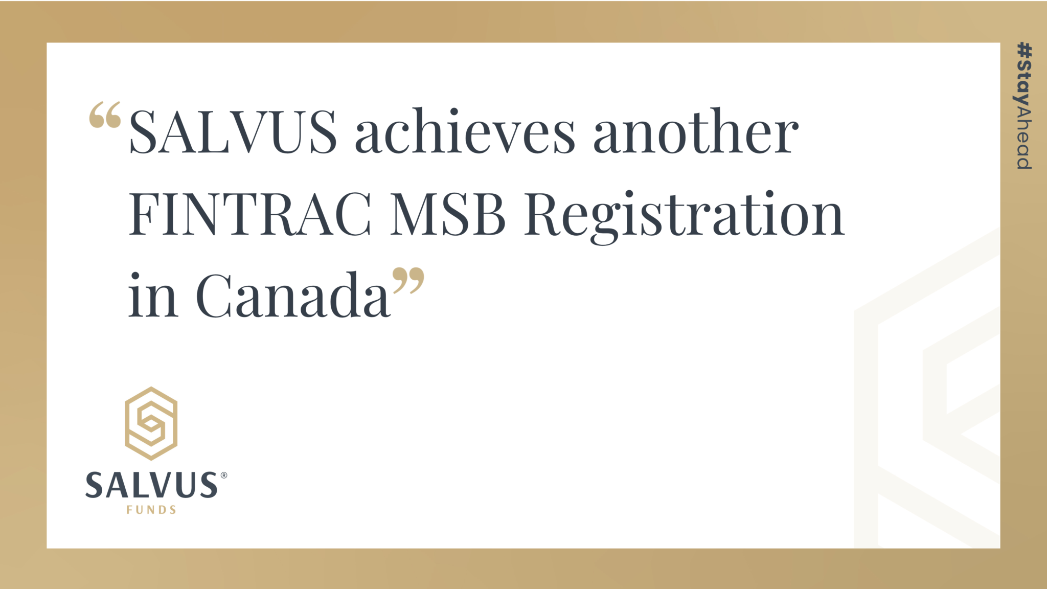SALVUS achieves another FINTRAC MSB Registration in Canada