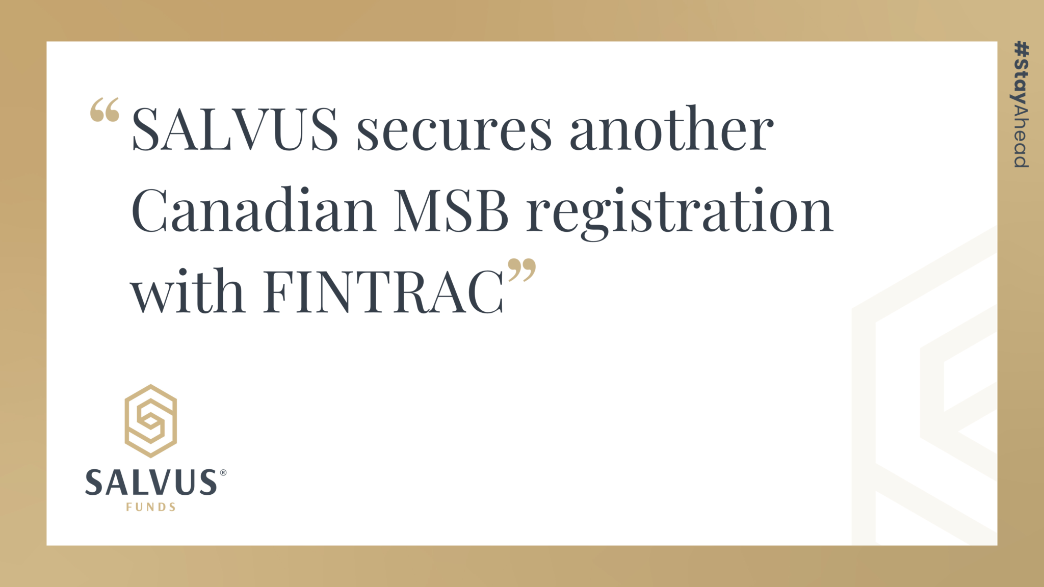 SALVUS secures another Canadian MSB Registration with FINTRAC