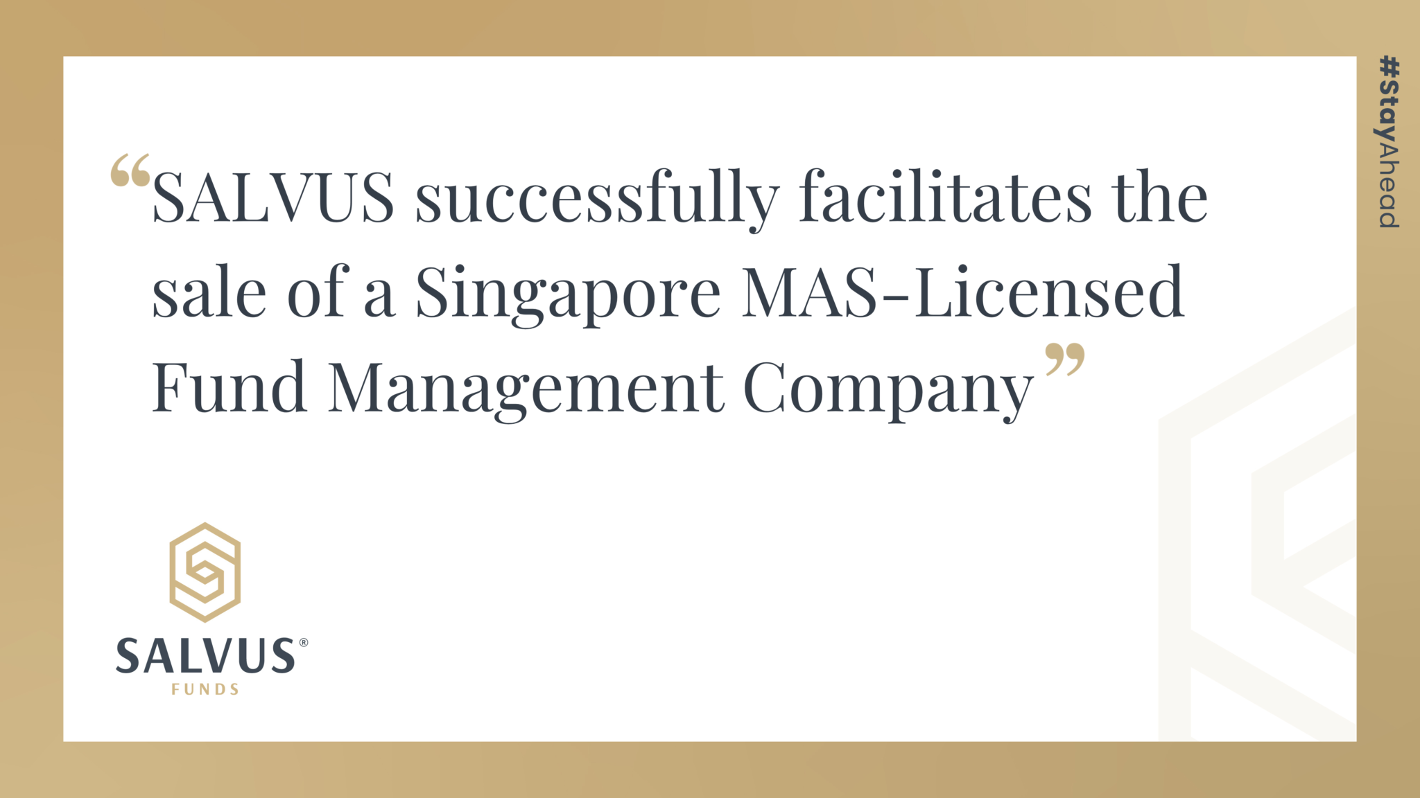 SALVUS successfully facilitates the sale of a Singapore MAS-Licensed Fund Management Company